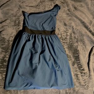 Plain blue short dress